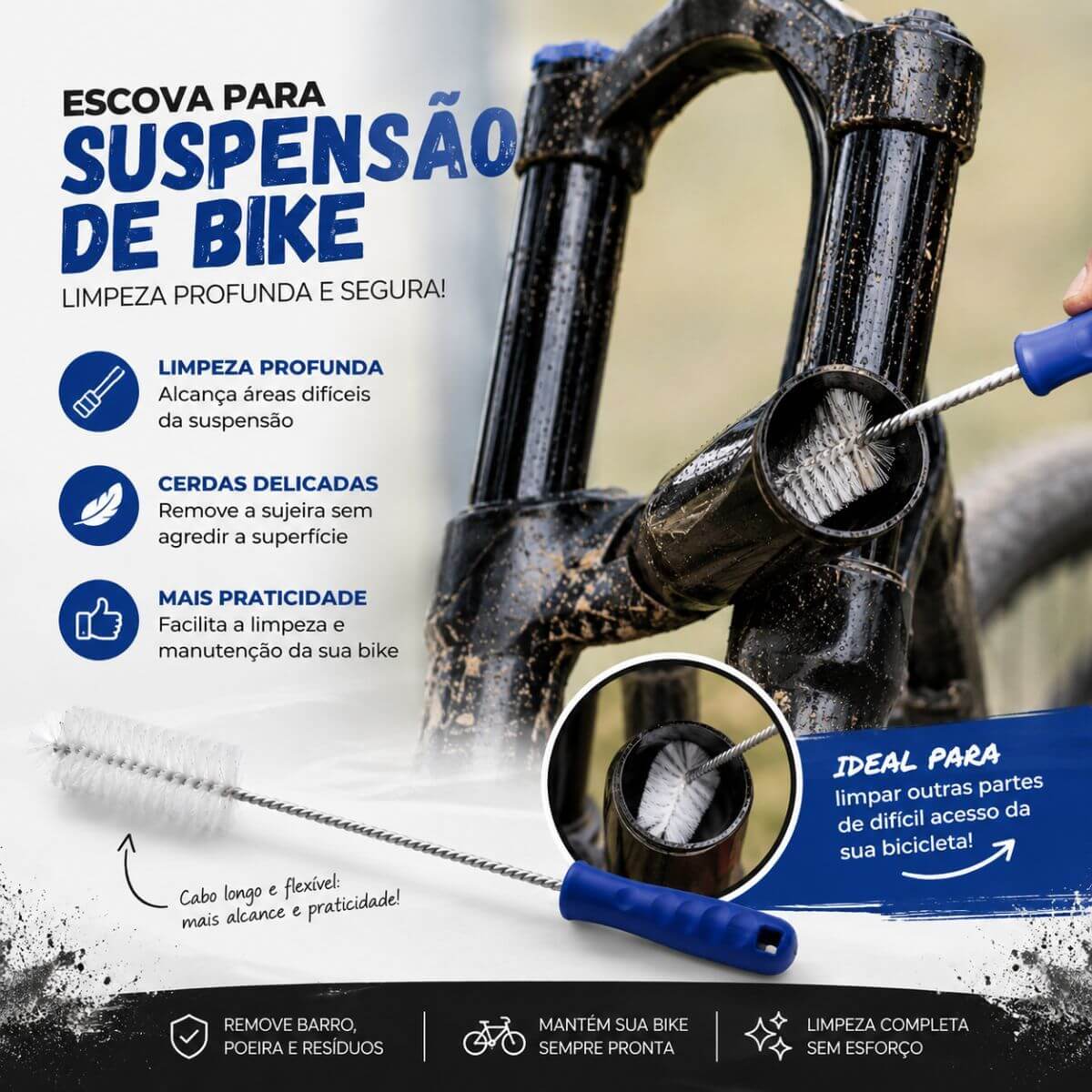 Escova Limpeza Suspensão Bike Bicicleta 60cm