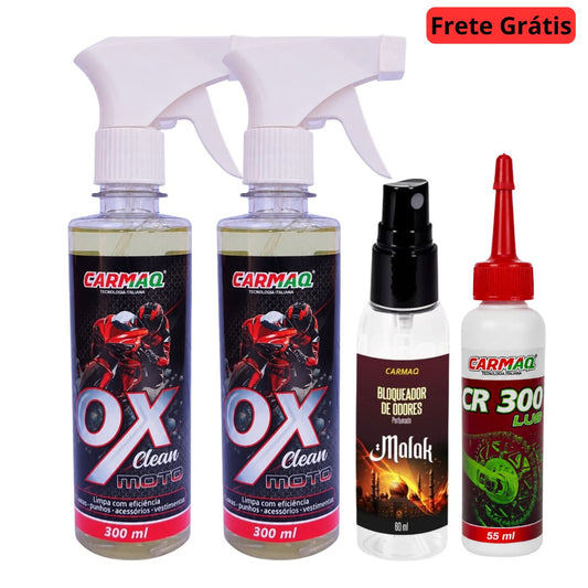 Kit Limpeza Moto Elétrica 2 OX Clean Moto + 1 bloqueador Malak +1 Cr 300