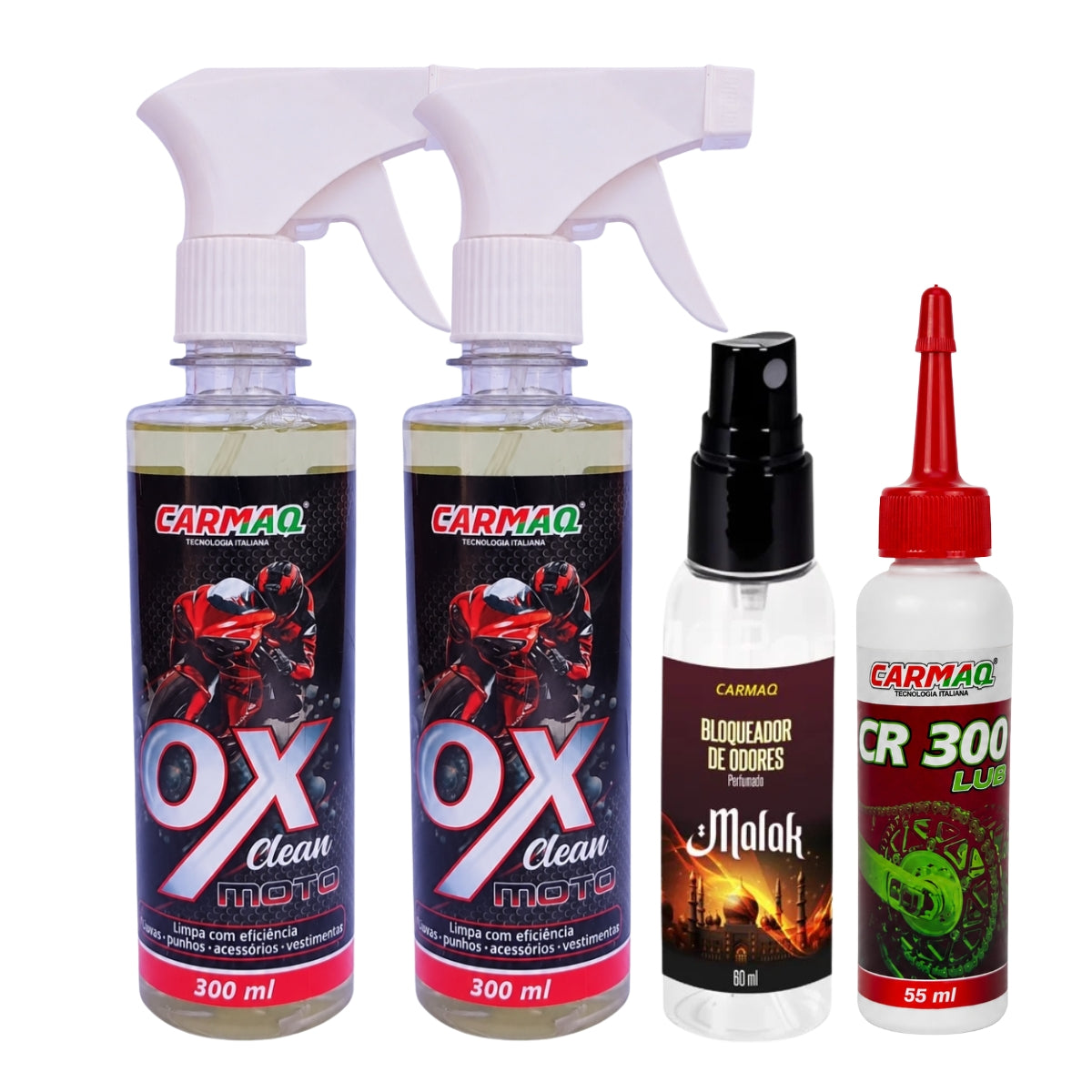 Kit Limpeza Moto Elétrica 2 OX Clean Moto + 1 bloqueador Malak +1 Cr 300
